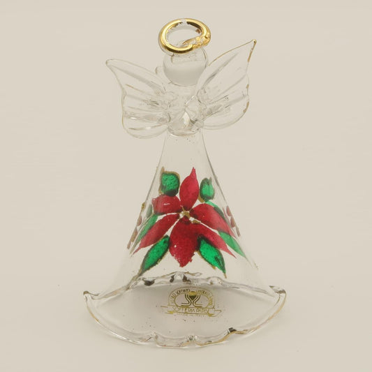 天使の置物 ポインセチア柄/ヒイラギ柄