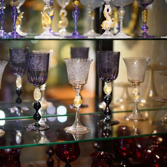 ゴブレット アメジスト色 エングレーブ