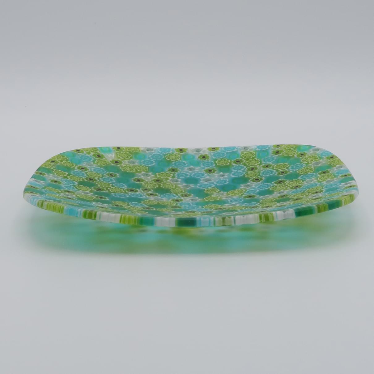 ヴェネチア　ミルフィオリ　四角皿 14cm