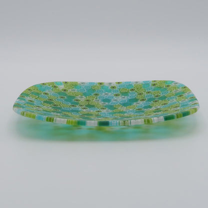ヴェネチア　ミルフィオリ　四角皿 14cm