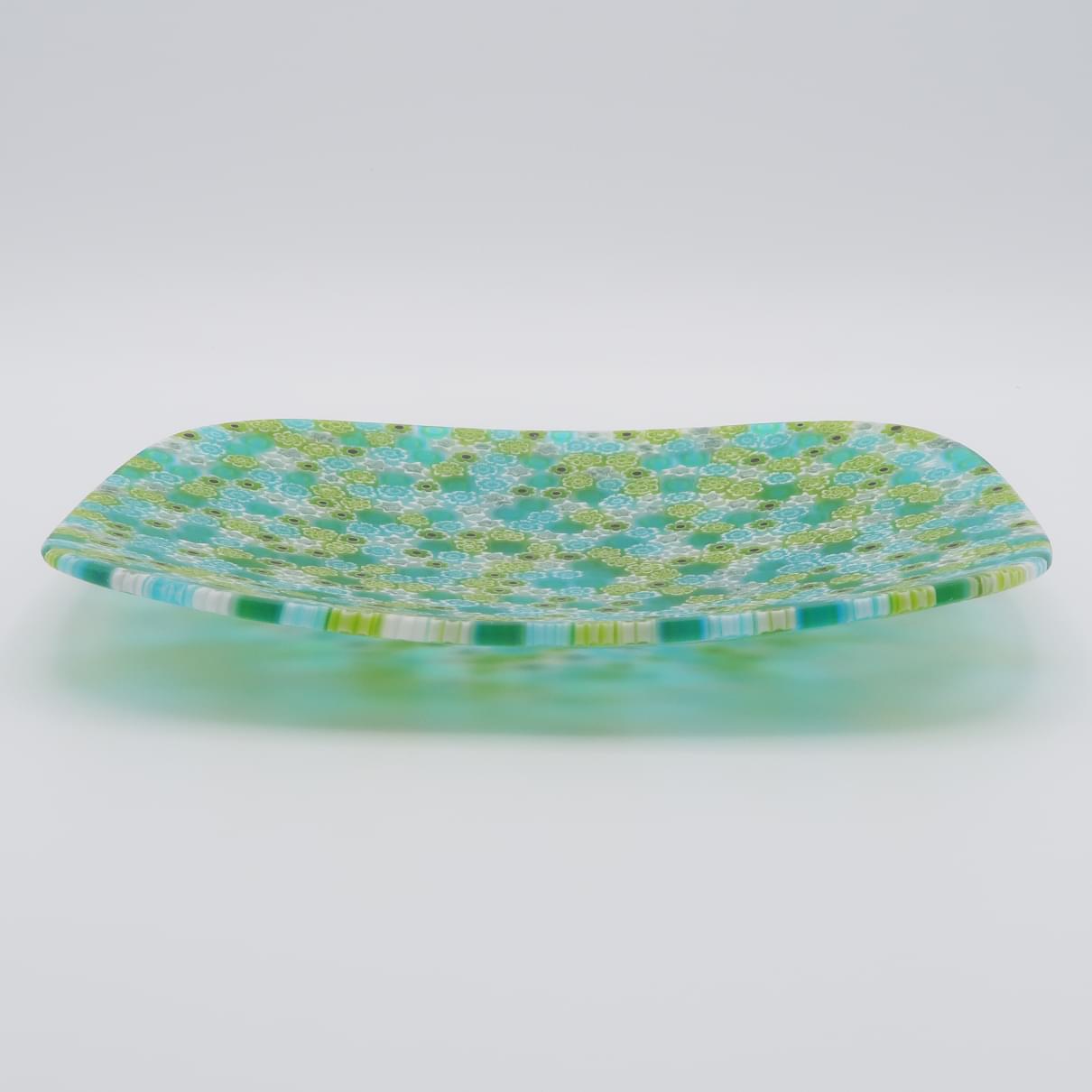 ヴェネチア　ミルフィオリ　四角皿 18cm