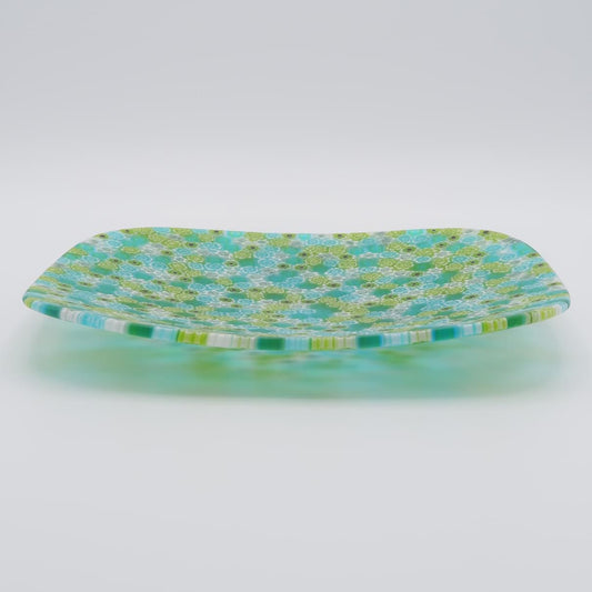 ヴェネチア　ミルフィオリ　四角皿 18cm
