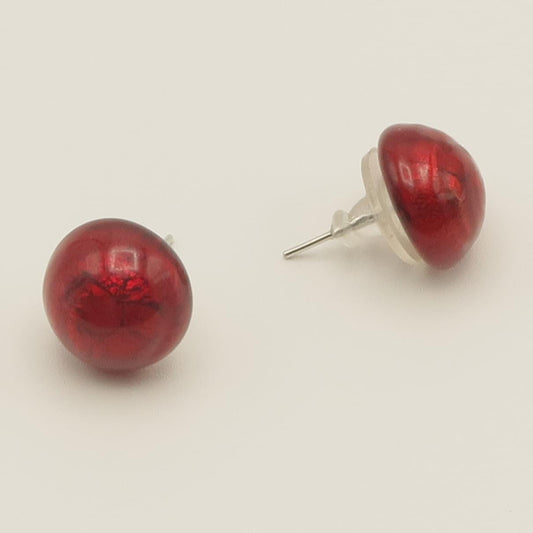 ピアス　ORO／ROSSO　ボタン型　艶あり