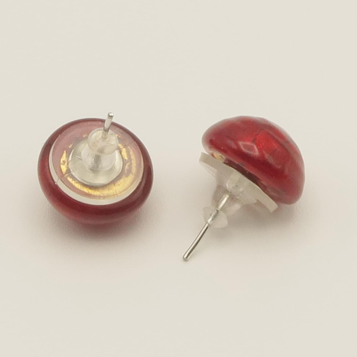 ピアス　ORO／ROSSO　ボタン型　艶あり