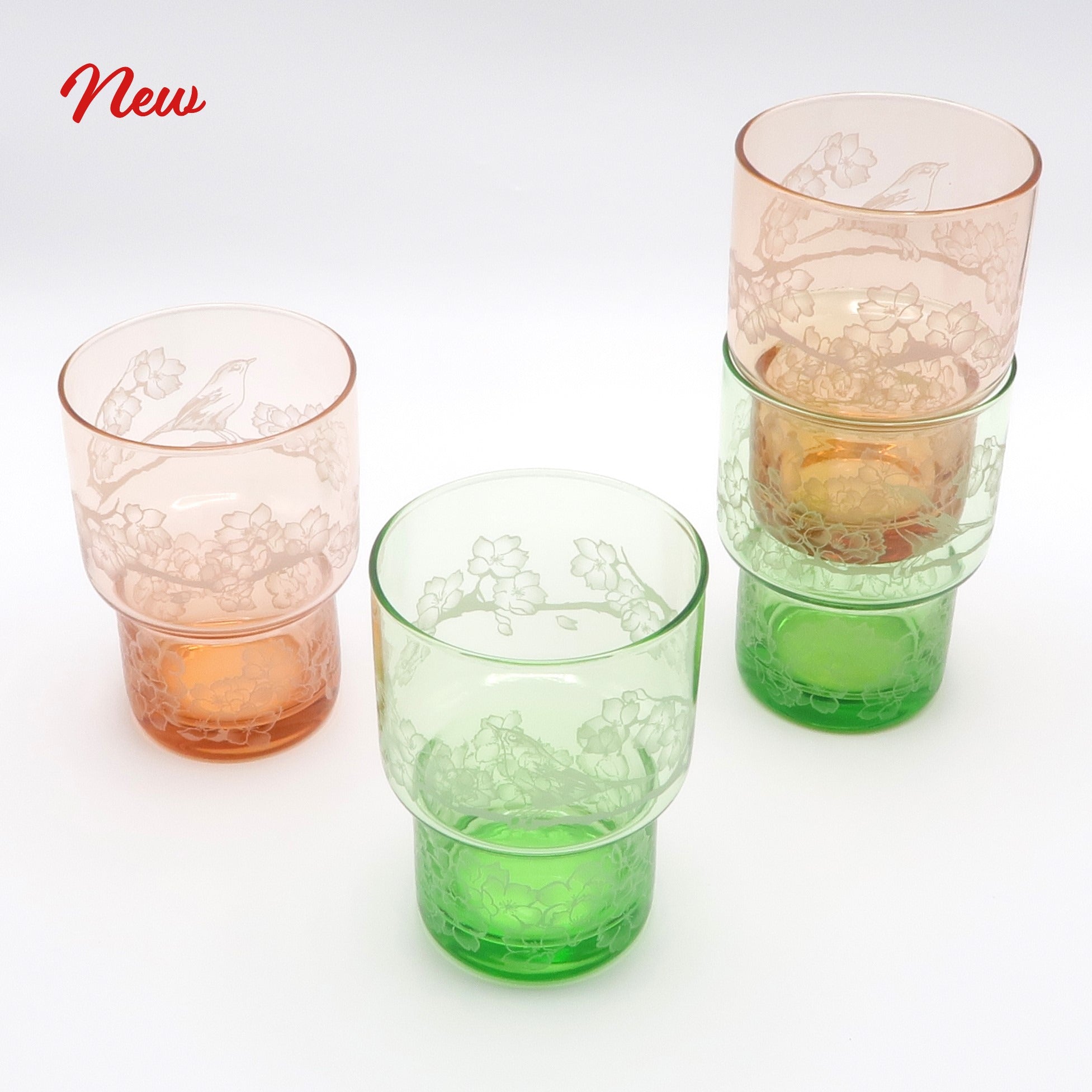 桜柄 スタックグラス 2色 – 箱根ガラスの森公式オンラインショップ